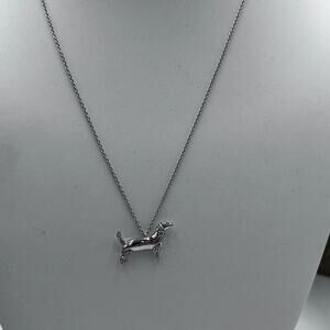 Nordstrom Nadri Silver Tone Clear Rhinestones Dachshund Dog Necklace